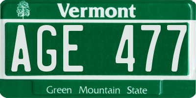 VT license plate AGE477