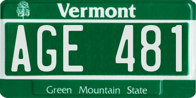 VT license plate AGE481