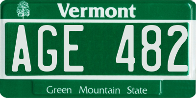 VT license plate AGE482