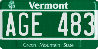 VT license plate AGE483