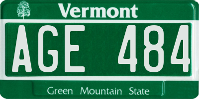 VT license plate AGE484