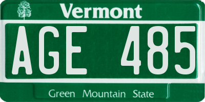 VT license plate AGE485