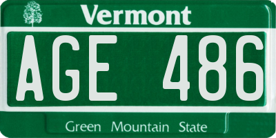 VT license plate AGE486