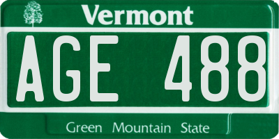 VT license plate AGE488