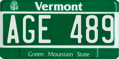VT license plate AGE489