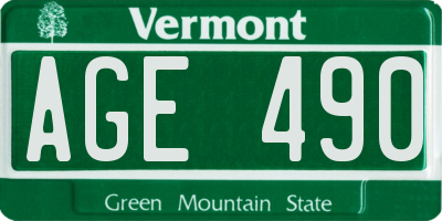 VT license plate AGE490