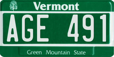 VT license plate AGE491