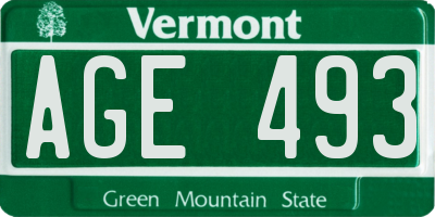 VT license plate AGE493