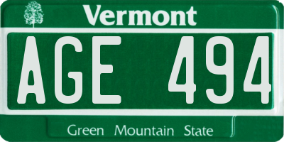 VT license plate AGE494