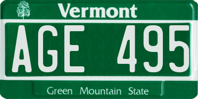 VT license plate AGE495