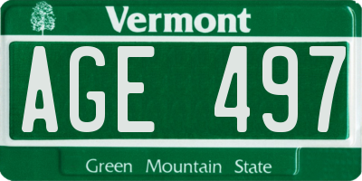 VT license plate AGE497