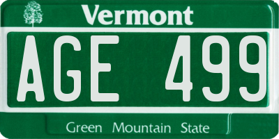 VT license plate AGE499