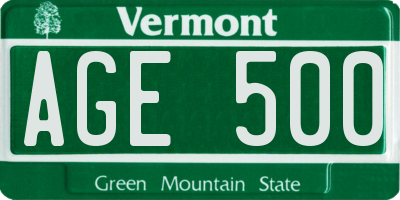 VT license plate AGE500