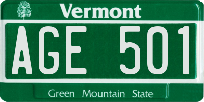 VT license plate AGE501