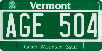 VT license plate AGE504