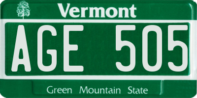 VT license plate AGE505