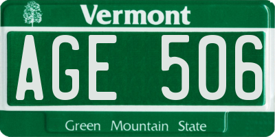 VT license plate AGE506