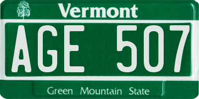 VT license plate AGE507