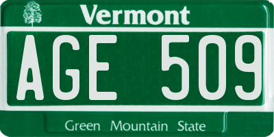 VT license plate AGE509