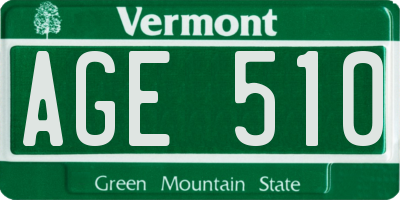 VT license plate AGE510