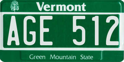 VT license plate AGE512