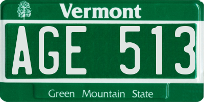 VT license plate AGE513
