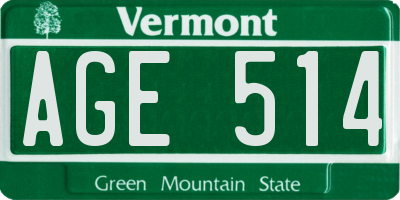 VT license plate AGE514
