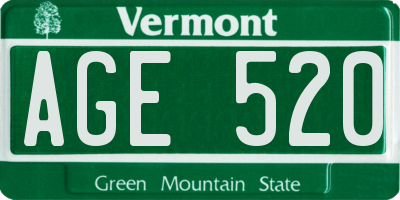 VT license plate AGE520