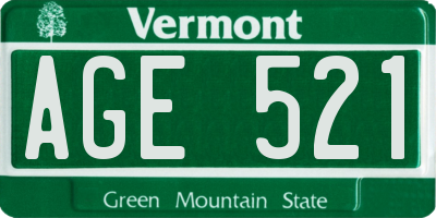 VT license plate AGE521