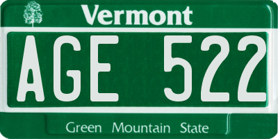 VT license plate AGE522