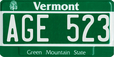 VT license plate AGE523