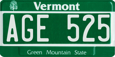 VT license plate AGE525