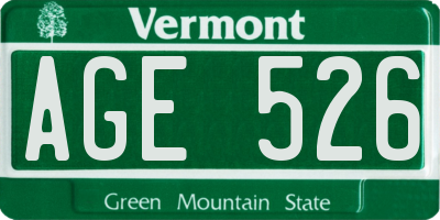 VT license plate AGE526