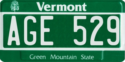 VT license plate AGE529