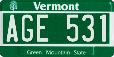VT license plate AGE531