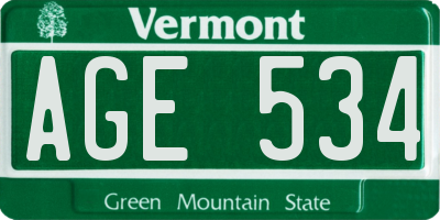 VT license plate AGE534