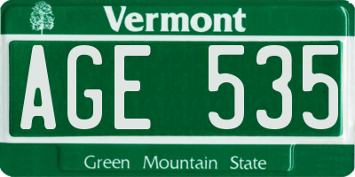 VT license plate AGE535