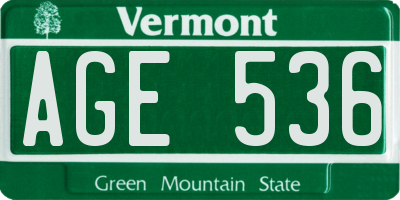 VT license plate AGE536