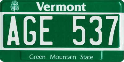 VT license plate AGE537