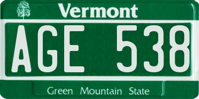 VT license plate AGE538