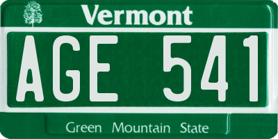 VT license plate AGE541