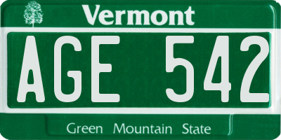 VT license plate AGE542