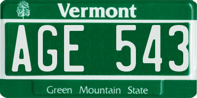 VT license plate AGE543