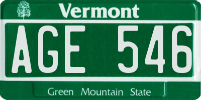 VT license plate AGE546