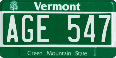 VT license plate AGE547