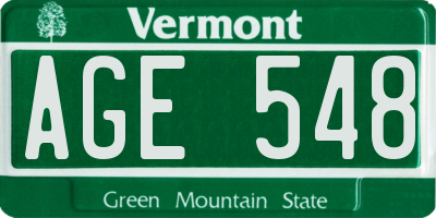 VT license plate AGE548