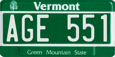 VT license plate AGE551