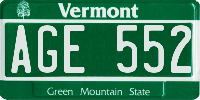 VT license plate AGE552