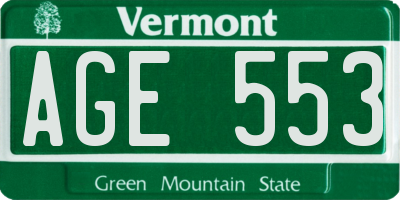 VT license plate AGE553