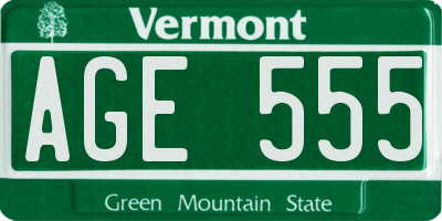 VT license plate AGE555